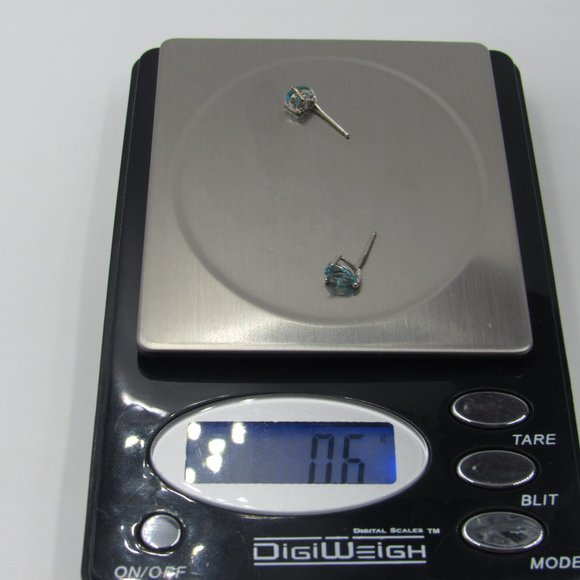 Sterling Tear Drop Blue Cubic Zirconia Earrings - Picture 6 of 6